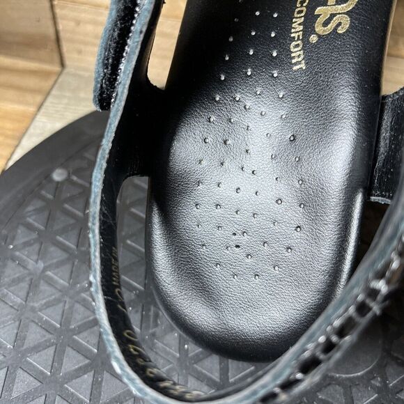 SAS Women's Size 7.5 Wide Slingback Sandals Patent Leather Black Crocs Print - Picture 7 of 10